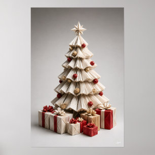 Origami Christmas Tree with Gifts Poster