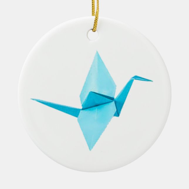 Origami Crane Ceramic Ornament (Front)