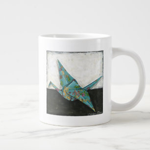 Origami Crane with Floral Designs Large Coffee Mug