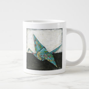 Origami Crane with Floral Designs Large Coffee Mug