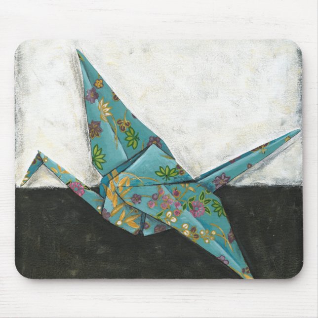 Origami Crane with Floral Designs Mouse Pad (Front)
