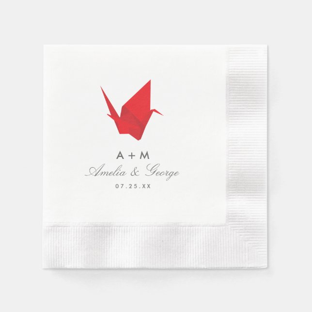 Origami Cranes Wedding Napkin (Front)