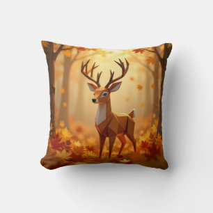 Origami Deer Fall and Autumn Throw Pillow