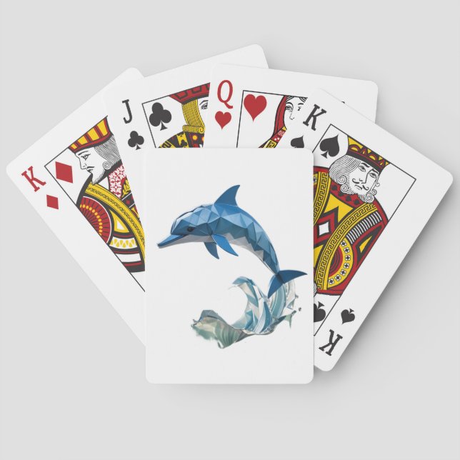 Origami dolphin back to school playing cards (Back)