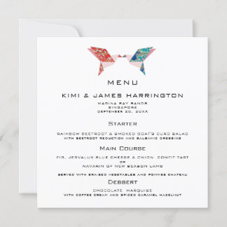 Origami Doves Wedding Invitation Menu