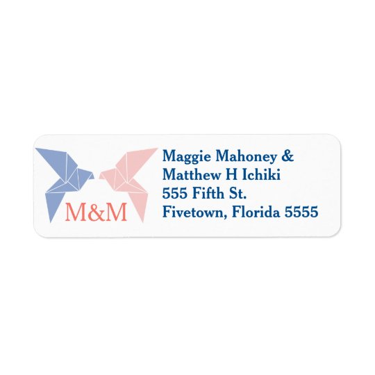 Origami Doves Wedding Return Address Labels