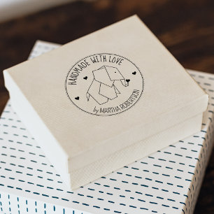 Origami Elephant Custom Handmade with love,   Rubber Stamp