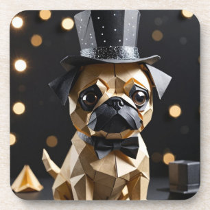 Origami fancy pug coaster