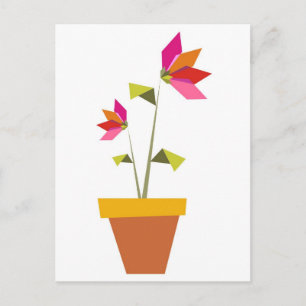 origami flowers in a pot postcard