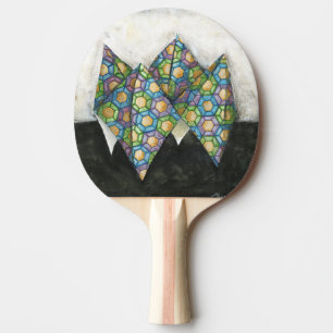 Origami Fortune Teller on Geometric Paper Ping Pong Paddle