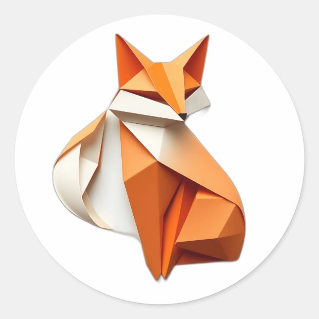 Origami Fox Geometric Art Classic Round Sticker (Front)