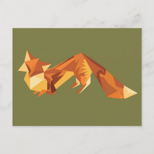 Origami fox postcard