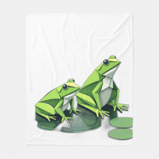 Origami Frogs in Geometric Style Fleece Blanket