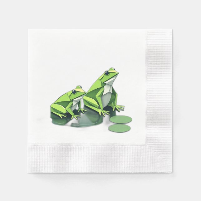 Origami Frogs in Geometric Style Napkin (Front)