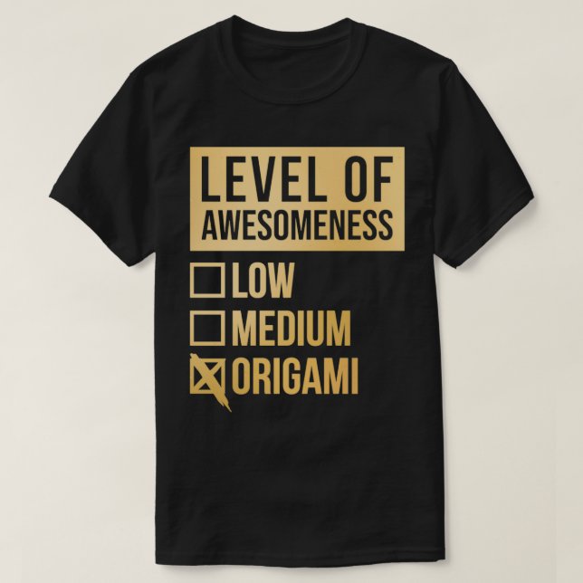 Origami Funny Art Level Of Origami in Gold T-Shirt (Design Front)