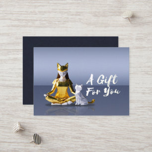 Origami Gold Yoga Meditating Catwoman and Cat Gift Discount Card