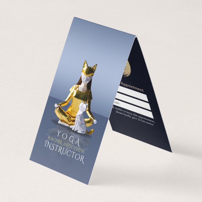 Origami Gold Yoga Meditating Catwoman Price List Business Card (Front)