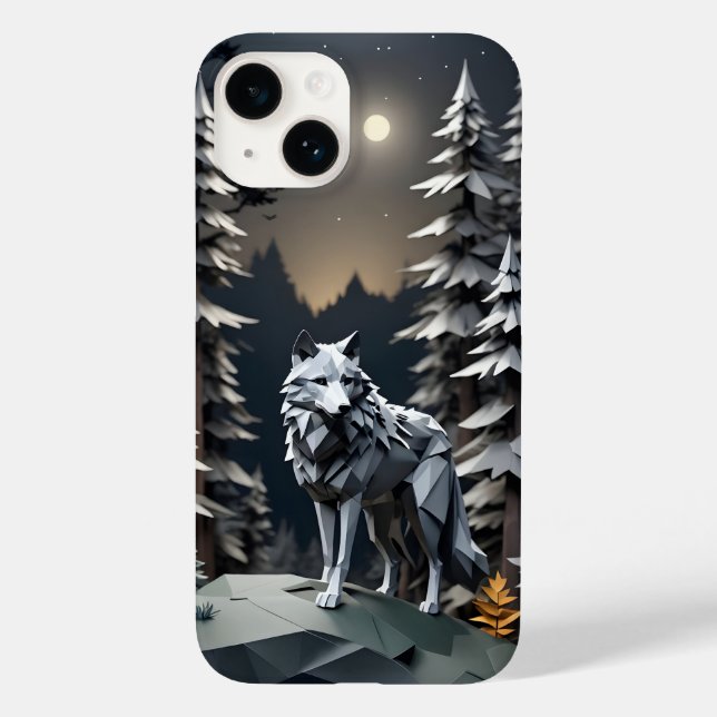 Origami Grey Wolf Case-Mate iPhone Case (Back)