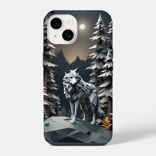 Origami Grey Wolf iPhone Case (Back)