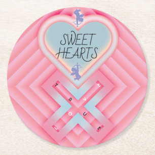 Origami Heart X Sweet Hearts Round Paper Coaster