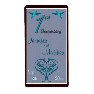 Origami Hummingbirds 1st Anniversary Wine Bottle