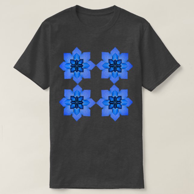Origami hydrangea mosaic paper flowers T-Shirt (Design Front)