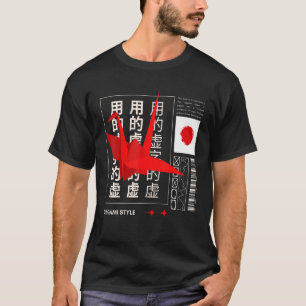 Origami Japanese Character Crane Japanese Flag Ori T-Shirt