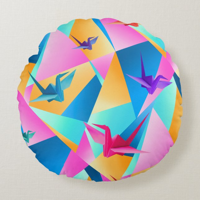 Origami Kaleidoscope Round Cushion (Front)