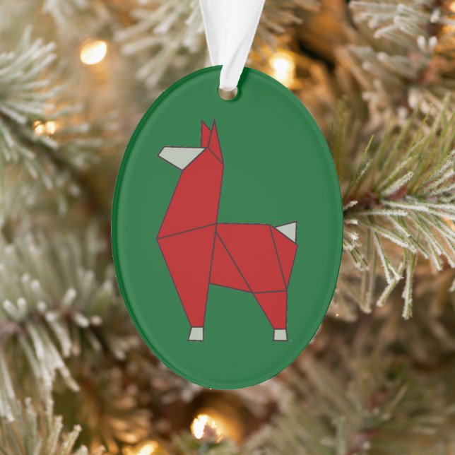 Origami Llama Acrylic Ornament (Tree)