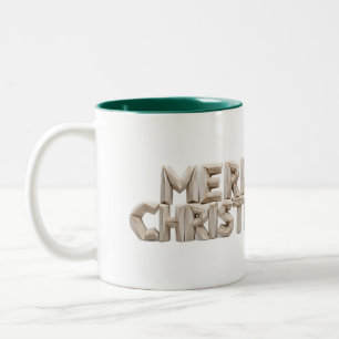 Origami Merry Christmas Block Letters Mug