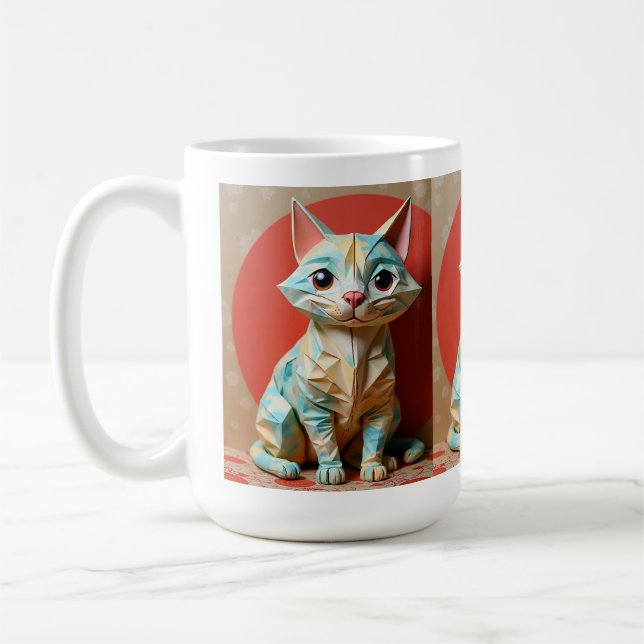 Origami Paper Cat Coffee Mug (Left)