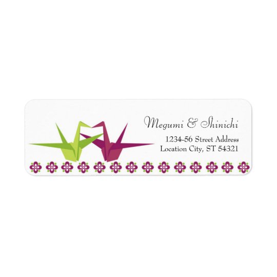 Origami Paper Crane Wedding Return Address Label