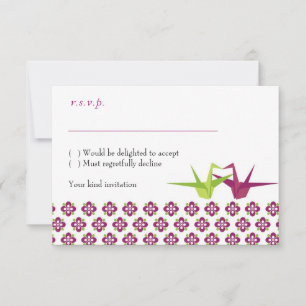 Origami Paper Crane Wedding RSVP Card