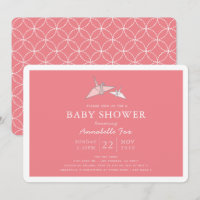 Origami Paper Cranes Pink Baby Shower Invitation