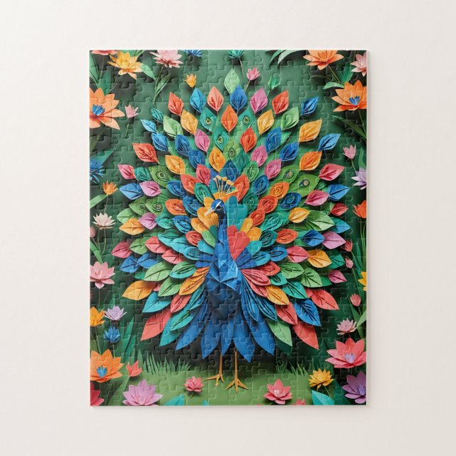 Origami peacock  jigsaw puzzle (Vertical)
