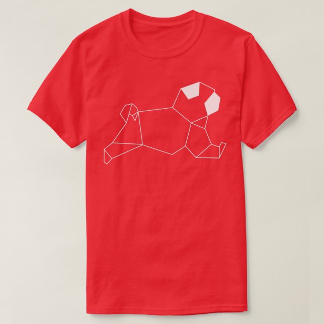 Origami Pug White Print T-Shirt (Design Front)