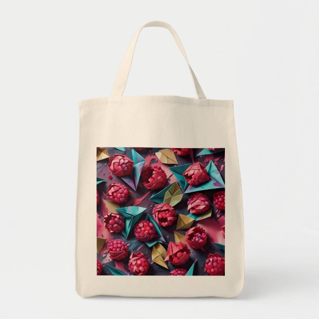 Origami Raspberry Acrylic Pink Pattern Tote Bag (Front)