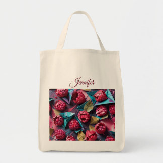 Origami Raspberry Acrylic Pink Personalised Tote Bag