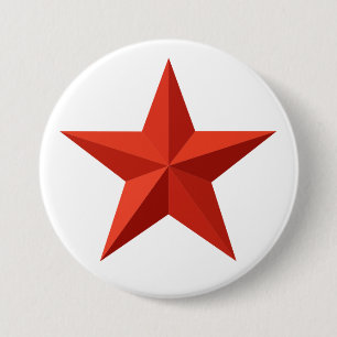 Origami red star 7.5 cm round badge