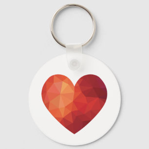 Origami romantic red heart key ring