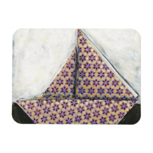 Origami Sailboat on Star Design Paper Magnet