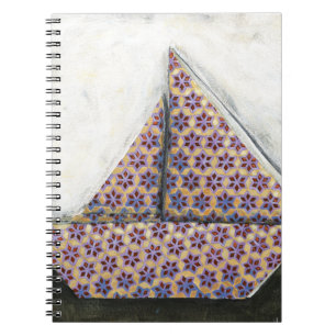 Origami Sailboat on Star Design Paper Notebook