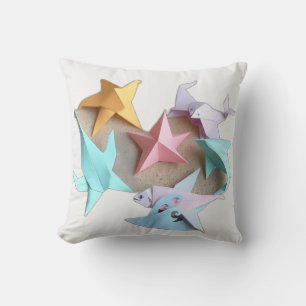 Origami Sea Creatures with Pastel Waves Cushion