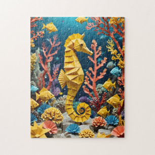 Origami Seahorse Under The Sea Ocean Themed Jigsaw Puzzle