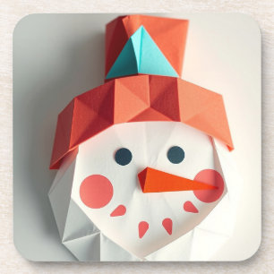 Origami snowman face coaster