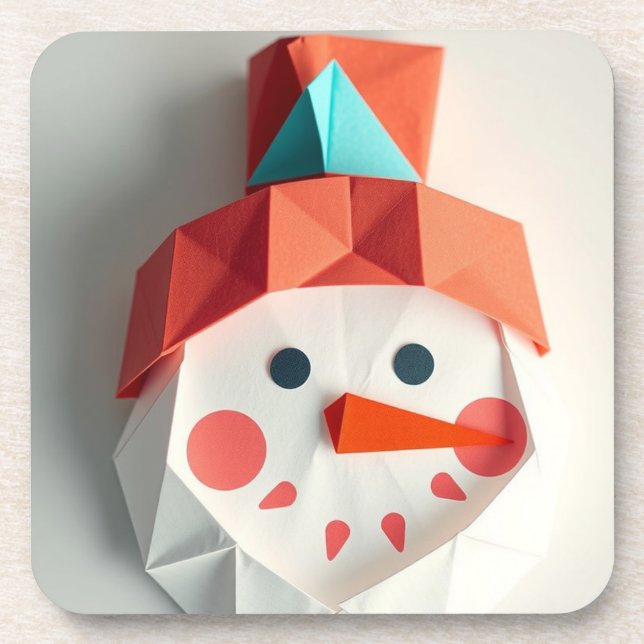Origami snowman face coaster (Front)