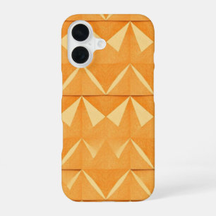 Origami Sunset Peaks: A Textured Tessellated Patte iPhone 16 Case