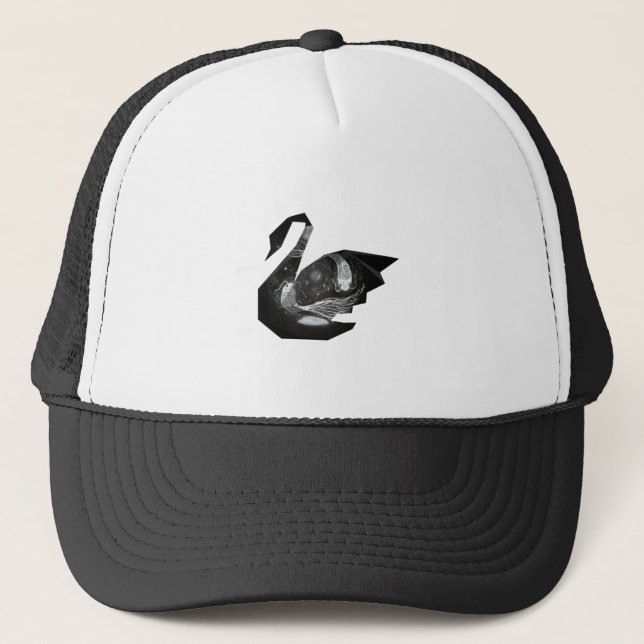 Origami swan abstract fish moon trucker hat (Front)
