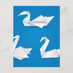 Origami swans postcard