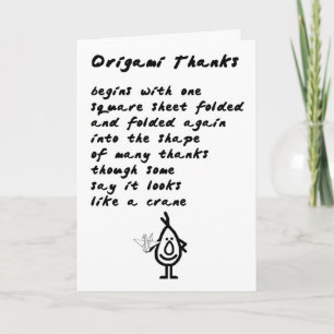 Origami Thanks - a funny thank you poem Card